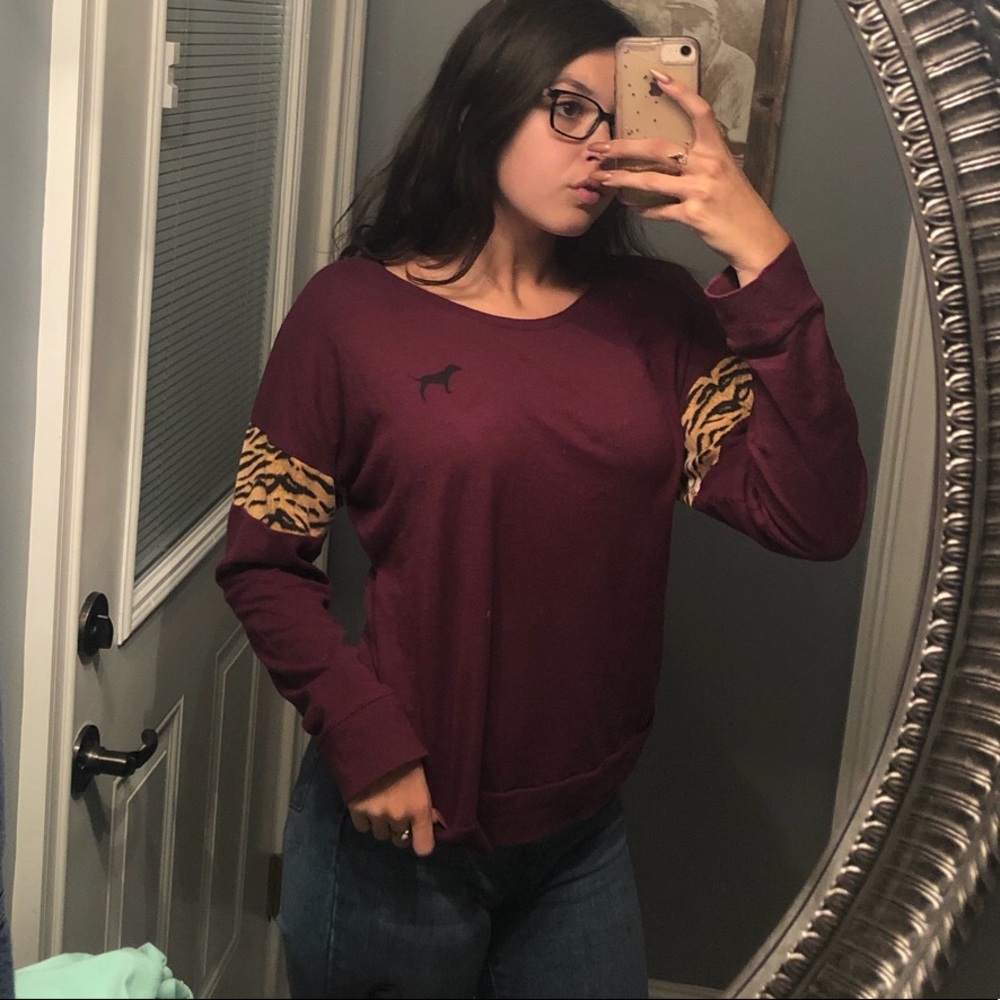 NWOT Maroon PINK Long Sleeve Tee